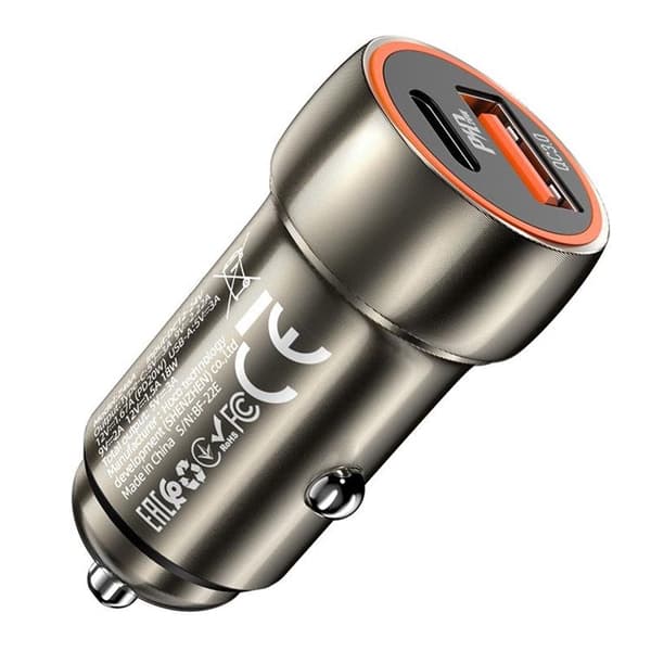 HOCO Billaddare USB-A - USB-C 20W PD QC 3A Z46A - Metal Grå Grå