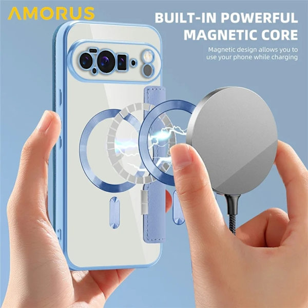 AMORUS Google Pixel 10 Pro XL Plånboksfodral Magsafe RFID-Skydd - Blå Blå