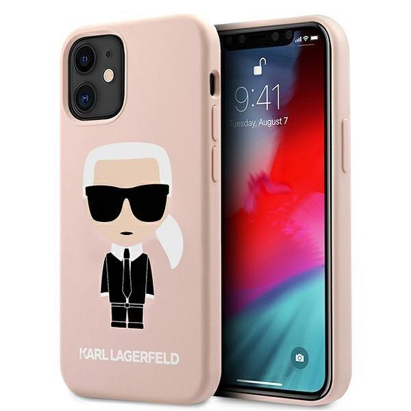 Karl Lagerfeld iPhone 12 Mini Cover Silicone Iconic - vaaleanpunainen Pink