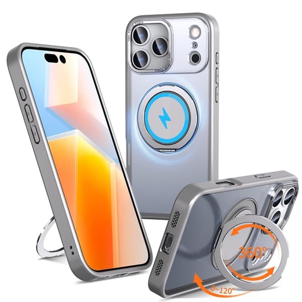 Mobilskal till iPhone 17 Pro MagSafe TPU+PC Kickstand - Titangrå Grå