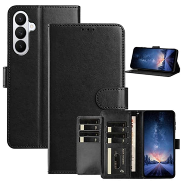 Samsung Galaxy S26 Pro Plånboksfodral Konstläder Folio Ställ - Svart