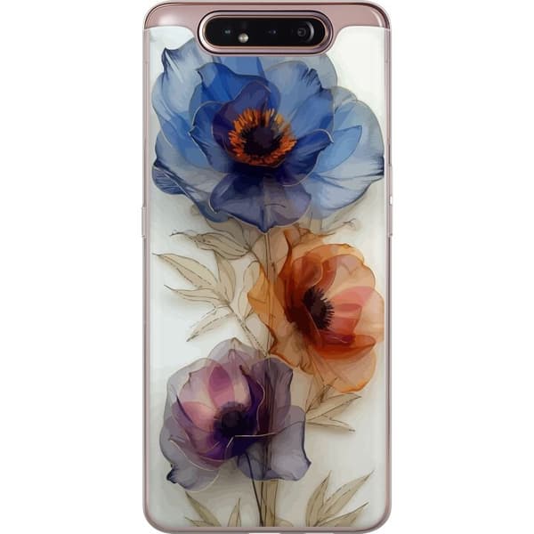 Telefontaske til Samsung Galaxy A80 med silkeblomster