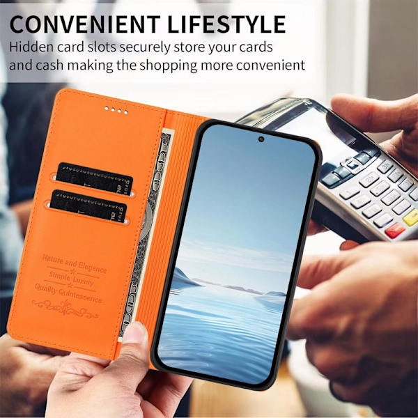 Plånboksfodral för Samsung Galaxy S26 Plus Konstläder RFID - Orange