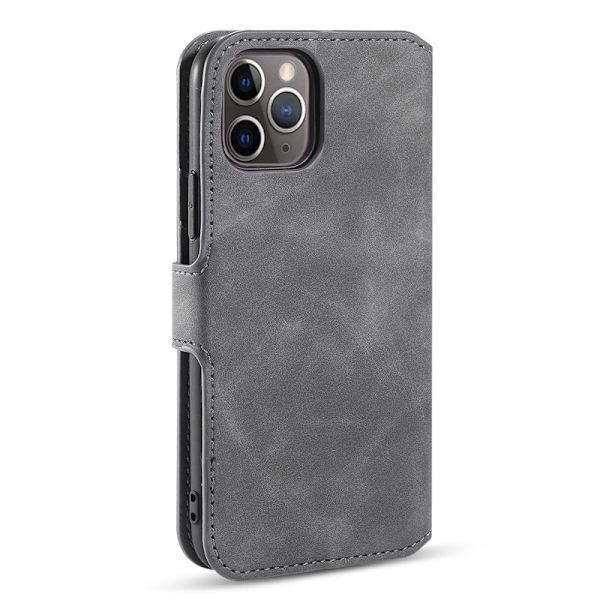 DG.MING Retro Plånboksfodral Konstläder iPhone 11 Pro Max Grå
