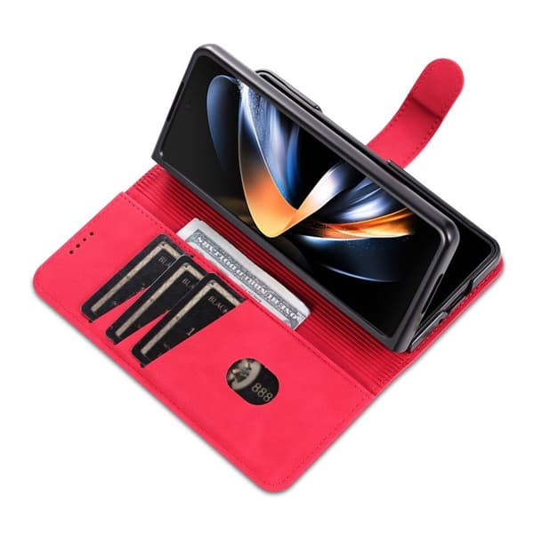 AZNS Samsung Galaxy Z Fold4 Plånboksfodral Konstläder - Röd