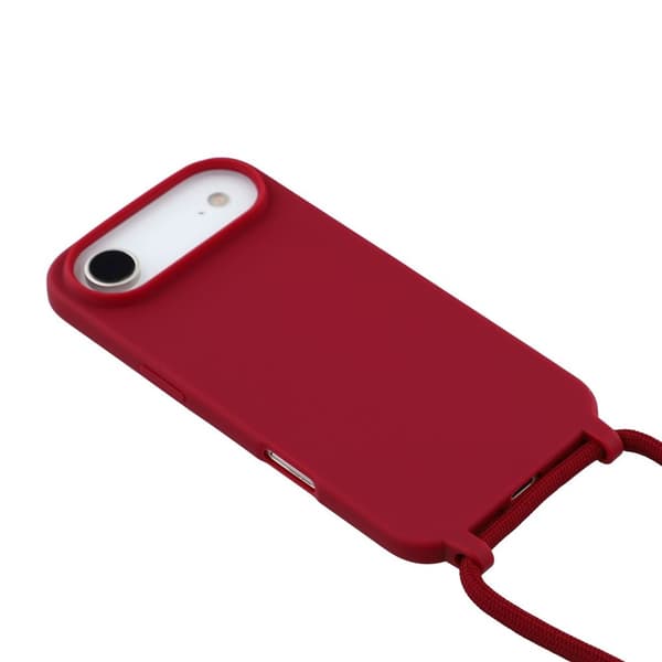 Mobilskal till iPhone Air TPU Shockproof med Lanyard - Mörkröd Röd