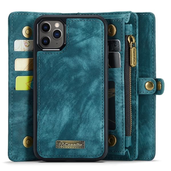 CASEME 008 Series Konstläder 2-i-1 Plånboksfodral iPhone 11 Pro Blå
