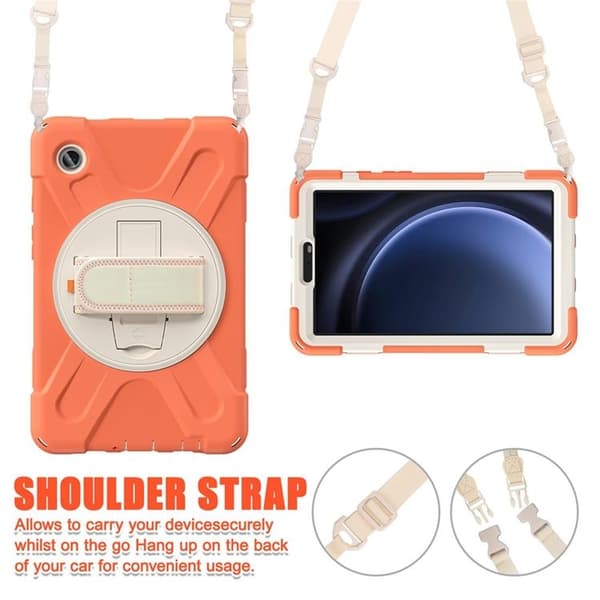 Mobilskal till Galaxy Tab A9 Kickstand Handrem Med Axelrem Orange