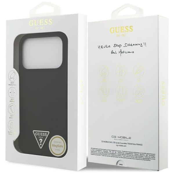 Guess Telefontaske til iPhone 17 Pro Max MagSafe Silikone Trekant Logo - Sort Svart