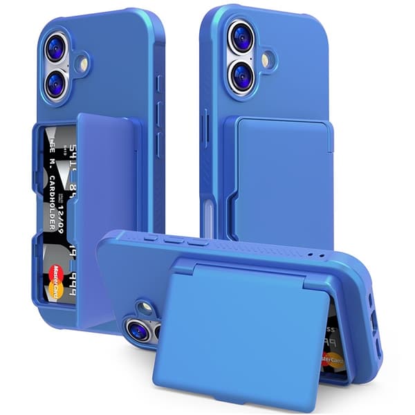 Mobilskal till iPhone 17 Korthållare Mirror Kickstand - Blå Blå