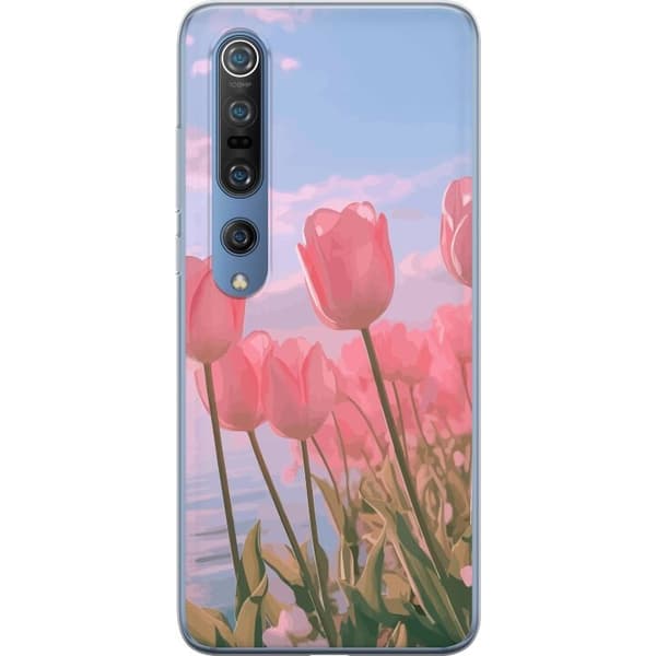 Telefontaske til Xiaomi Mi 10 Pro 5G med lyserøde tulipaner