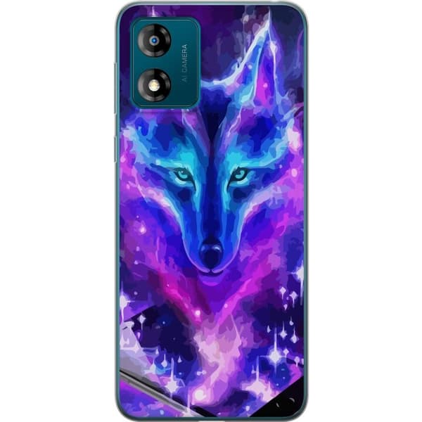 Telefontaske til Motorola Moto E13 med Neon Wolf