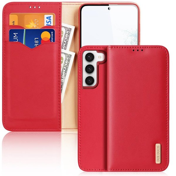 Dux Ducis Galaxy S23 Plus Plånboksfodral Äkta Läder RFID Hivo - Röd
