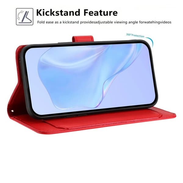 Samsung Galaxy S26 Edge Plånboksfodral Ställ Konstläder - Röd