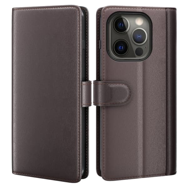Aito nahkakotelo iPhone 13 Pro Maxille - Ruskea Brown