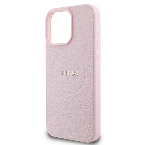 Guess Mobilskal till iPhone 16 Pro MagSafe Grained Ring - Rosa Rosa