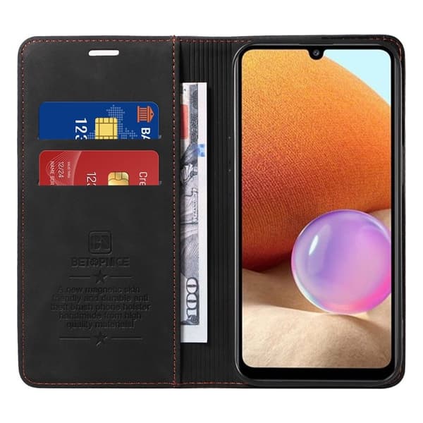 BETOPNICE 003 Plånboksfodral för Samsung Galaxy A32 5G - Konstläder - Svart