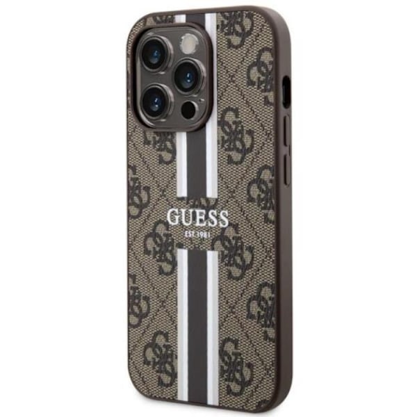 Guess Mobilskal till iPhone 14 Pro Max MagSafe Printed Stripes Brun