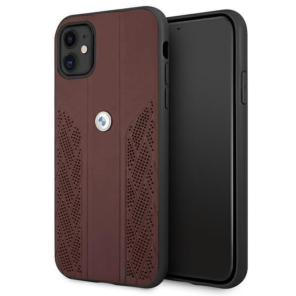 BMW Läder Curve Perforate Skal iPhone 11 - Röd Röd