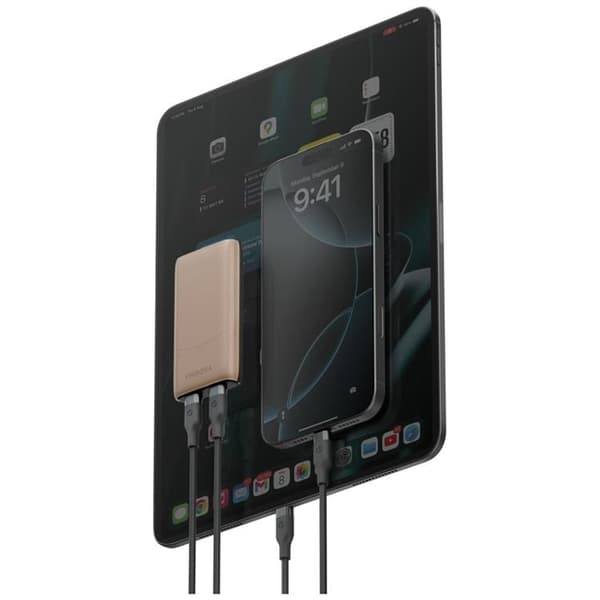 Energea Snabbladdare 65W 2xUSB-C 3.0 (US/UK/EU) TravelWorld Edge - Guld