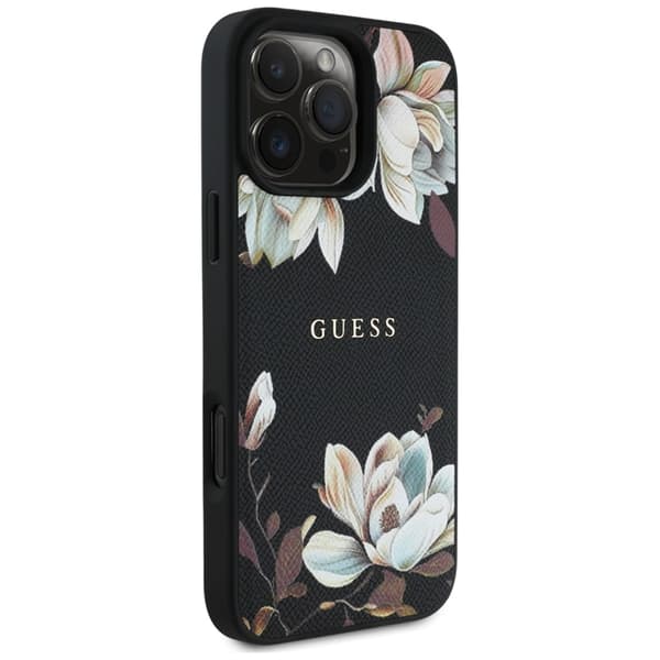 Guess Mobilskal till iPhone 16 Pro Magsafe Flower Pattern - Svart Svart