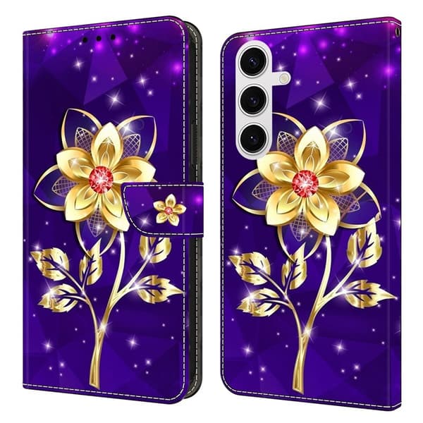Samsung Galaxy S26 Plus Plånboksfodral Mönstertryck Konstläder Flip Ställ - Lila