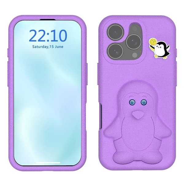 Penguin Mobilskal till iPhone 16 Pro Kickstand Stöttålig EVA - Lila