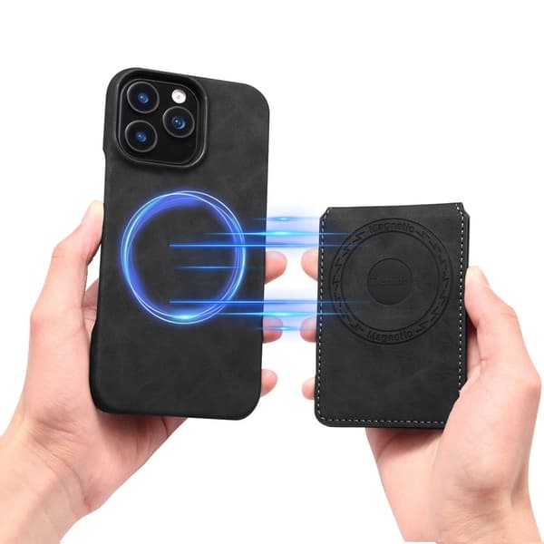 DENIOR D28 Mobilskal till iPhone 16 Pro Max Äkta Läder Svart