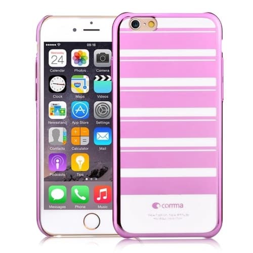 COMMA Takakuori iPhone 6:lle - Raidallinen - Vaaleanpunainen Pink