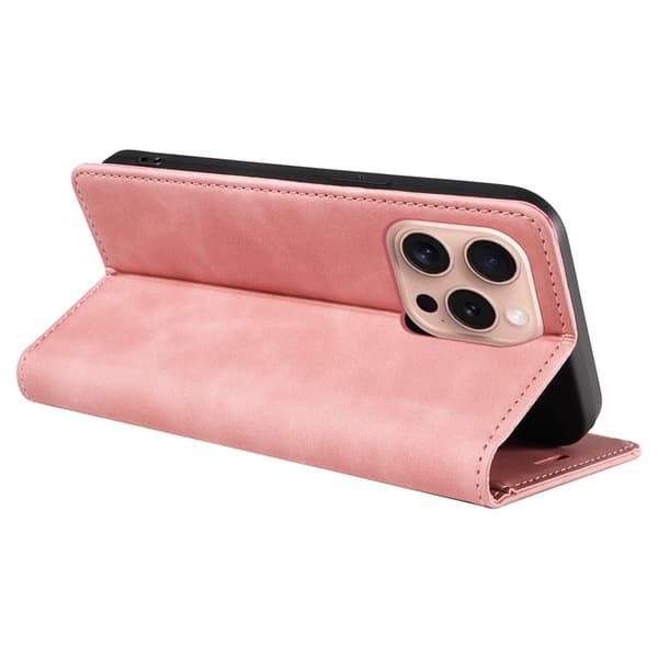 BETOPNICE 003 iPhone 16 Pro Plånboksfodral Konstläder - Rosa