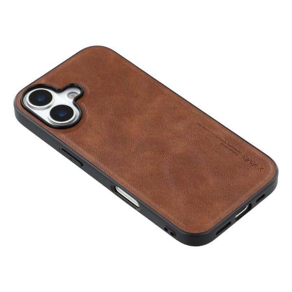X-LEVEL Bojue-3 Mobilskal till iPhone 17 Läderbelagd PC+TPU - Brun