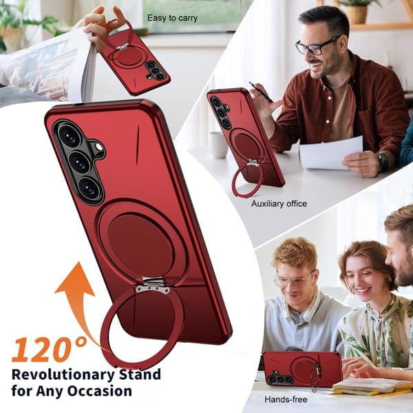 Mobilskal för Samsung Galaxy S26 Plus Magnetiskt Kickstand TPU + PC - Röd