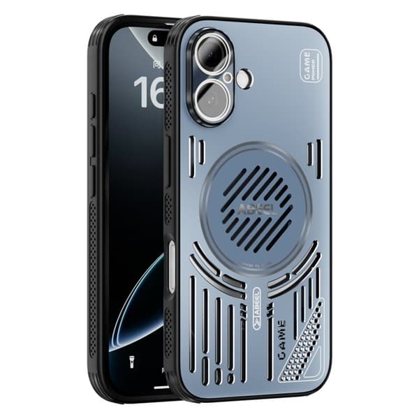 ABEEL Mobilskal till iPhone 16 Aluminium + PC + TPU Hålblå