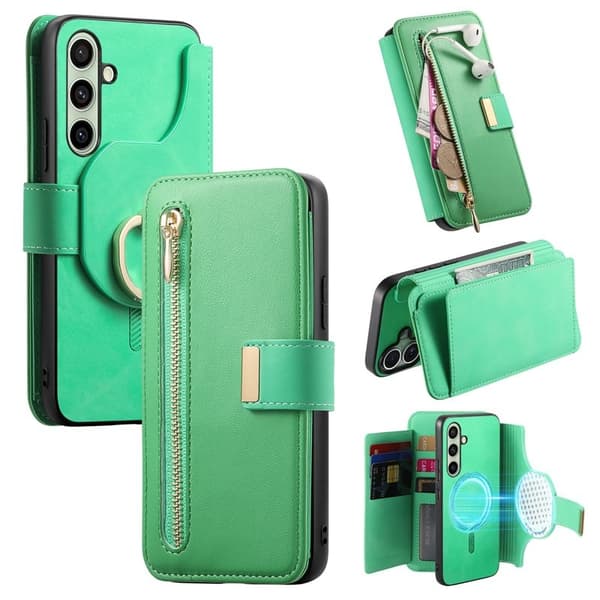 Samsung Galaxy A55 5G Plånboksfodral Konstläder Magnetisk - Grön