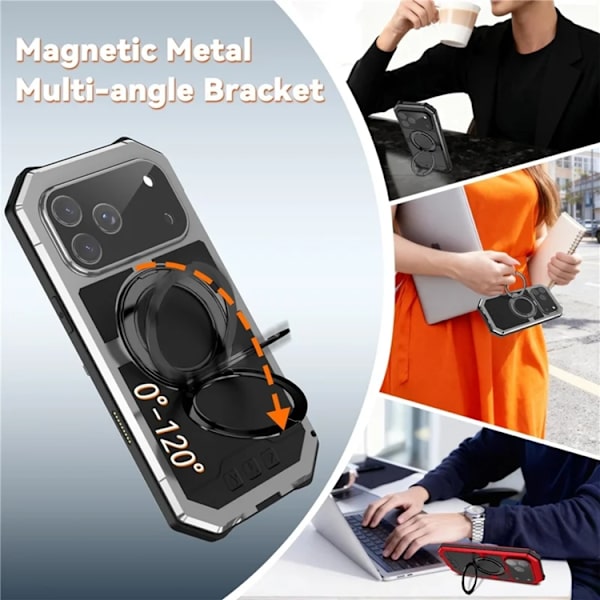 R-JUST Mobilskal till iPhone 17 Pro Max Magsafe Kickstand - Silver Silver
