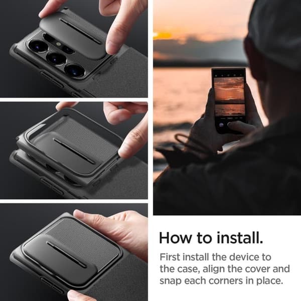 Spigen Galaxy S24 Ultra Mobilskal Optik Armor - Sort Svart