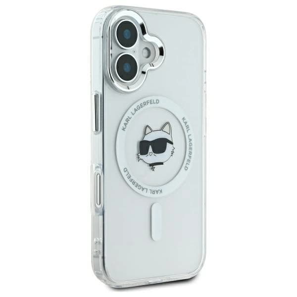 Karl Lagerfeld Mobilskal till iPhone 16 MagSafe IML Metal Choupette Head - Vit Vit