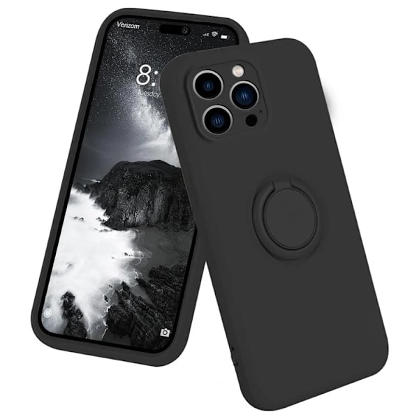 Telefontaske til iPhone 16 Pro Silikone Ring - Sort Black