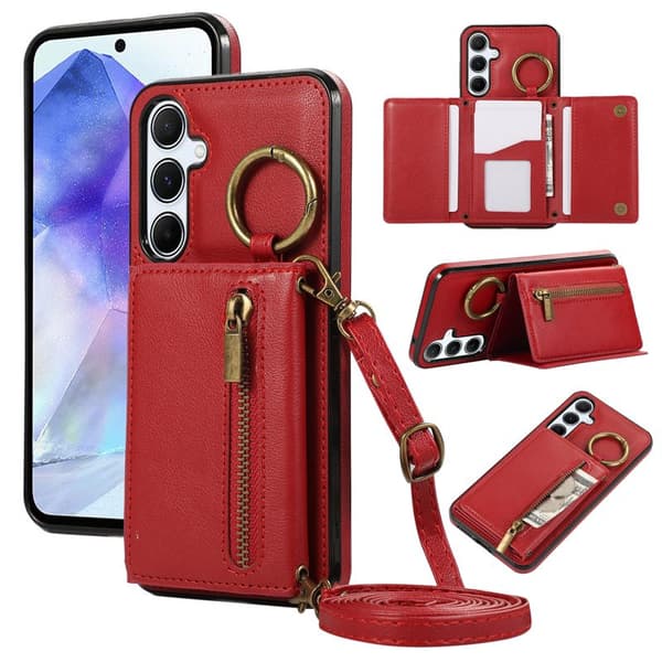 Plånboksfodral för Samsung Galaxy S26 Plus Konstläder Kickstand - Röd