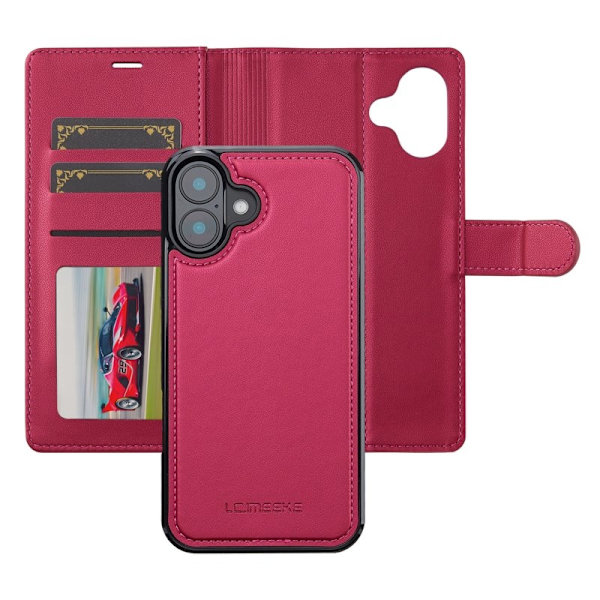 LC.IMEEKE L2 Series iPhone 17 Plånboksfodral Konstläder - Röd
