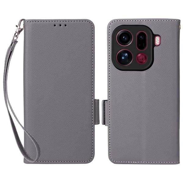 Oppo Find X9 Pro 5G Plånboksfodral Konstläder - Grå