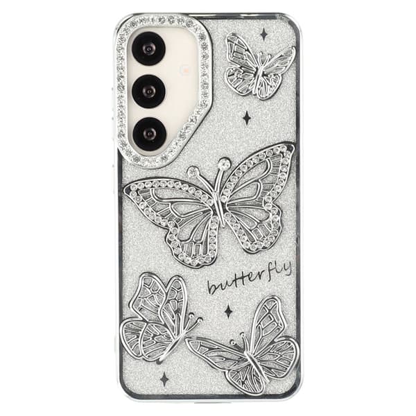 Mobilskal för Samsung Galaxy S26 Plus 3D Fjäril TPU - Silver