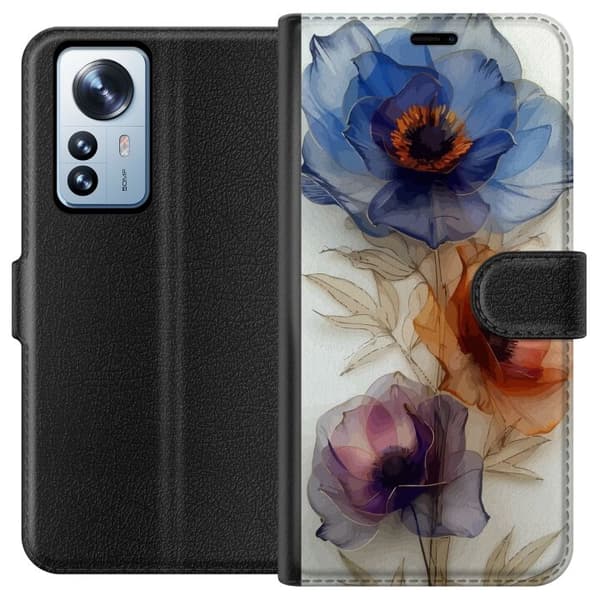 Plånboksfodral till Xiaomi 12 Pro med Silkesblommor