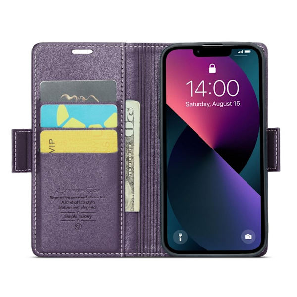 CASEME Plånboksfodral Konstläder iPhone 13 RFID-Skydd Lila