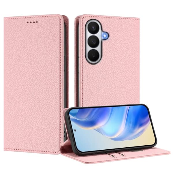 LITCHI Samsung Galaxy S26 / S26 Pro Plånboksfodral Konstläder RFID Skydd - Rosa