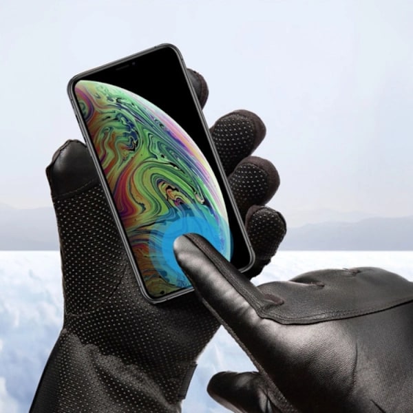 Insulated Mobil Touchvantar/Handskar i PU-läder För Herr (M/L) - Svart Svart