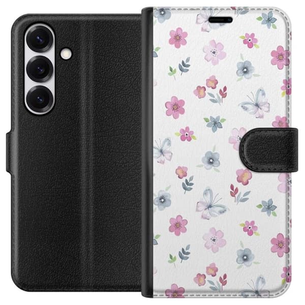 Plånboksfodral till Samsung Galaxy S25 med Blommor och fjärillar