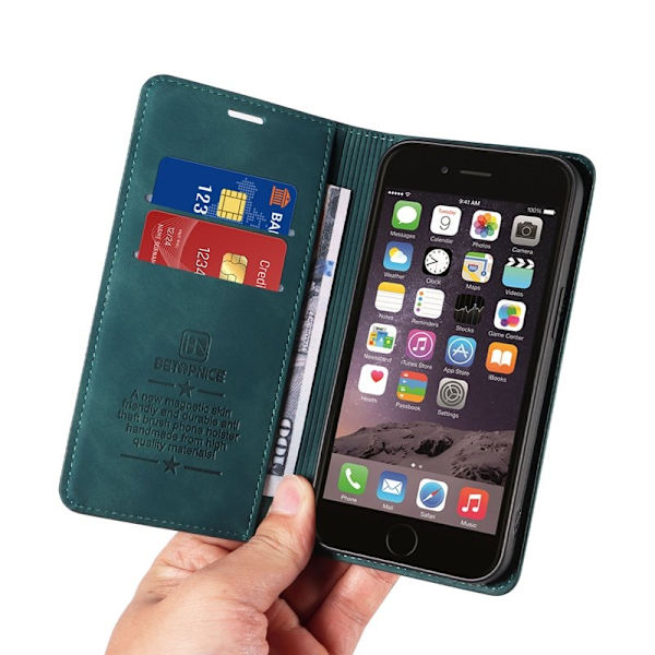 BETOPNICE 003 iPhone 6 Plus/7 Plus/8 Plus Plånboksfodral TPU+PU - Grön