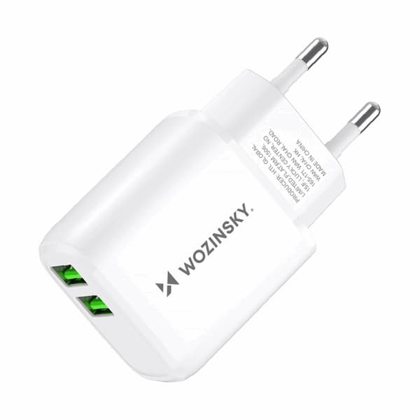 Wozinsky Väggladdare CUWCW 2.4A 2 x USB-A - Vit Vit