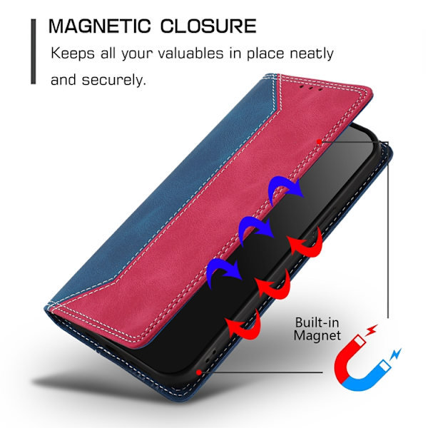 OnePlus 15 Konstläder Plånboksfodral Färg Splicing RFID-Skydd Röd